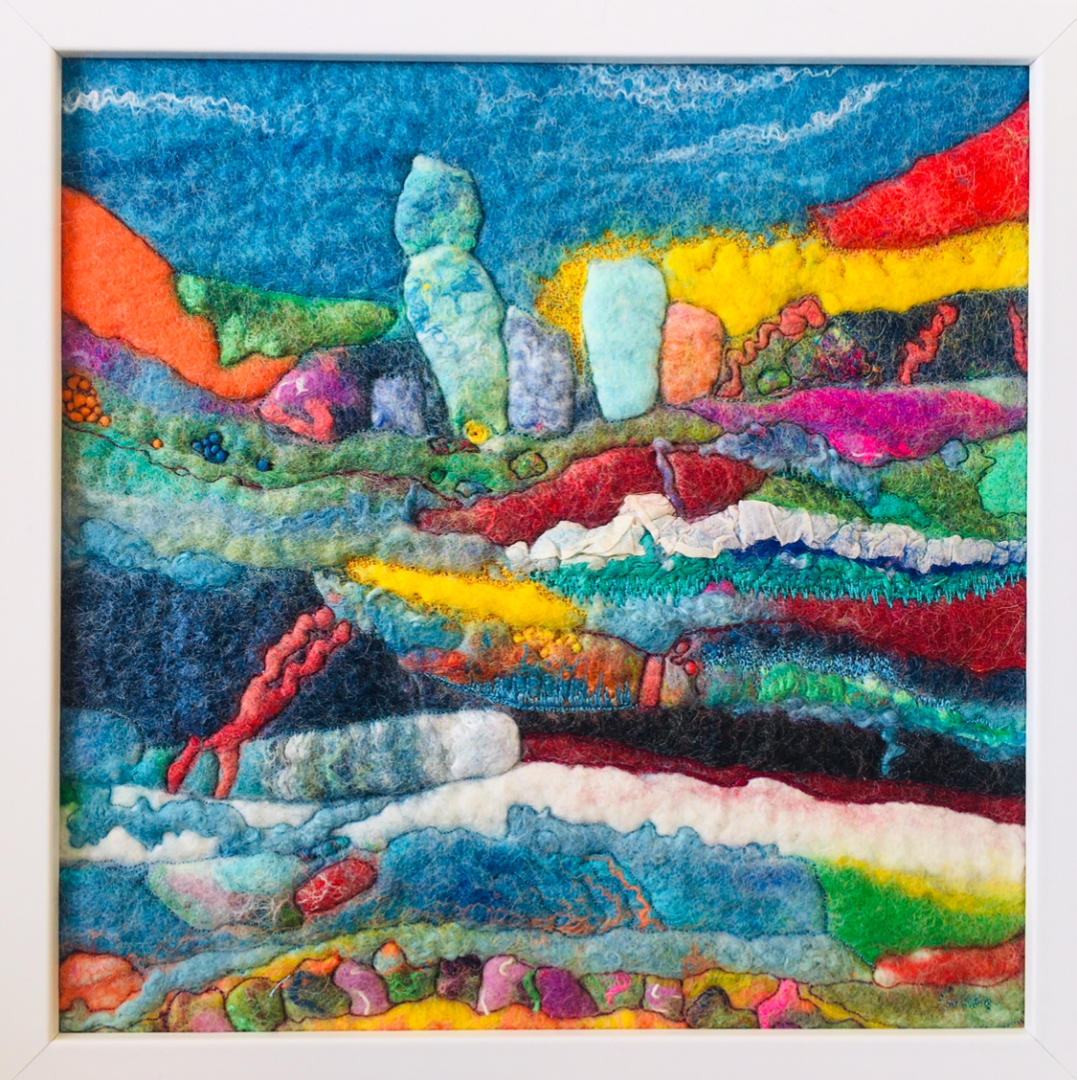 Felted Art – ‘Standing Stones & the Fish’