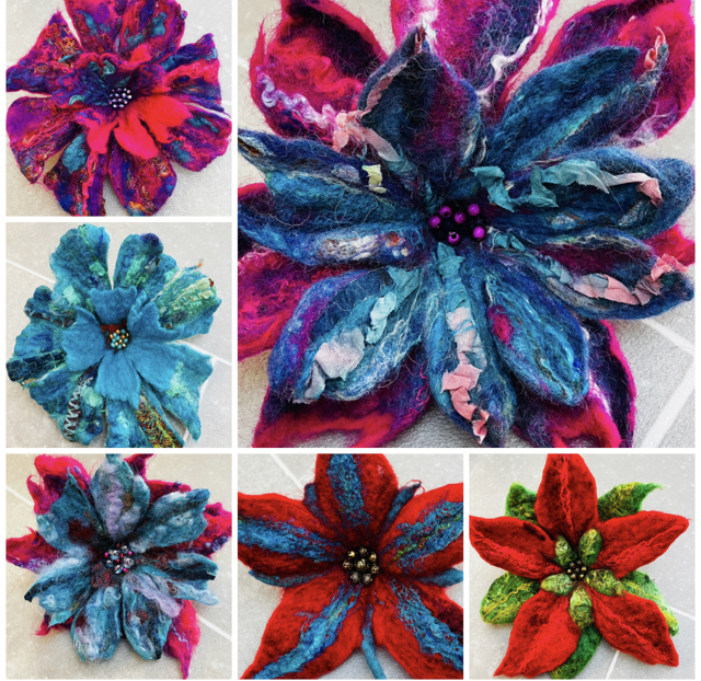 Felted Art – flower brooches